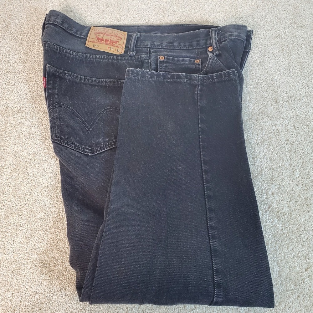 Vintage Levis 550‎ Black Jeans Men's 36X30 Actual Measure 36X29 1/4 Relaxed Fit